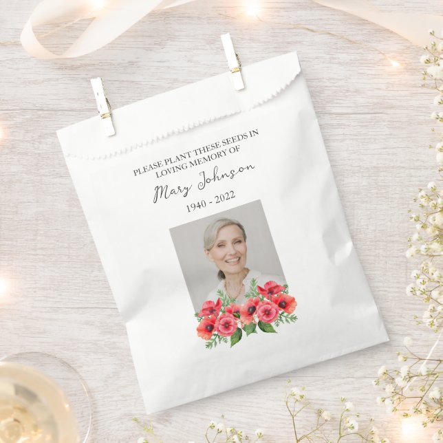 Papel Bolsa de recuerdo funeral con paquete de semillas  (Cortado)