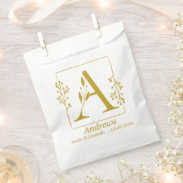 Papel Bolsa de regalo botánico dorado moderno con letra 