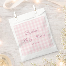 Papel Bolsa de regalo de baby shower de cuadros rosados 