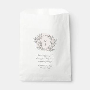 Papel Bolsa de regalo de boda de corona monograma rústic