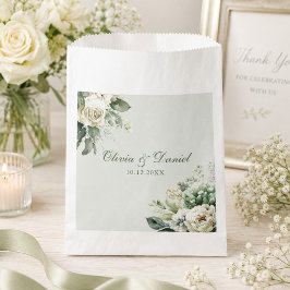 Papel Bolsa de regalo de boda floral verde suave de salv