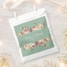 Bolsa de regalo de boda Jardín de Peonía Verde Sal