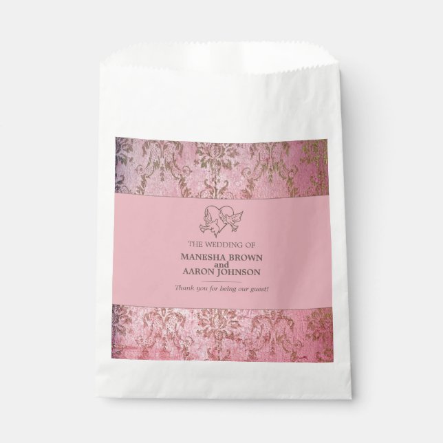 PAPEL BOLSA DE REGALO DE BODA - ROSA RÚSTICO (Anverso)