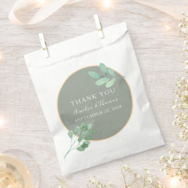 Papel Bolsa de regalo de boda verde salvia con follaje