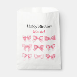Papel Bolsa de regalo de cumpleaños con lazo rosa pastel