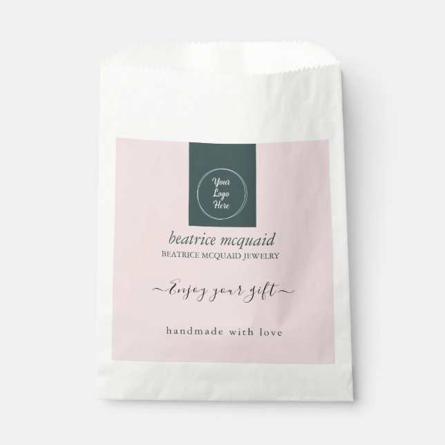 Papel Bolsa de regalo Simple Modern Rosa Sonrojado con t (Anverso)