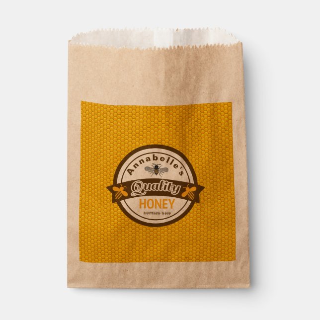 Papel Bolsa de tarro de miel personalizada (Anverso)