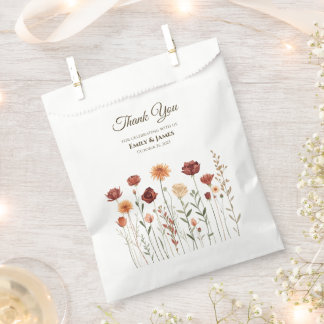 PAPEL BOLSA FAVOR DE BODA DE OTOÑO | BURGUNDA Y FLORES N