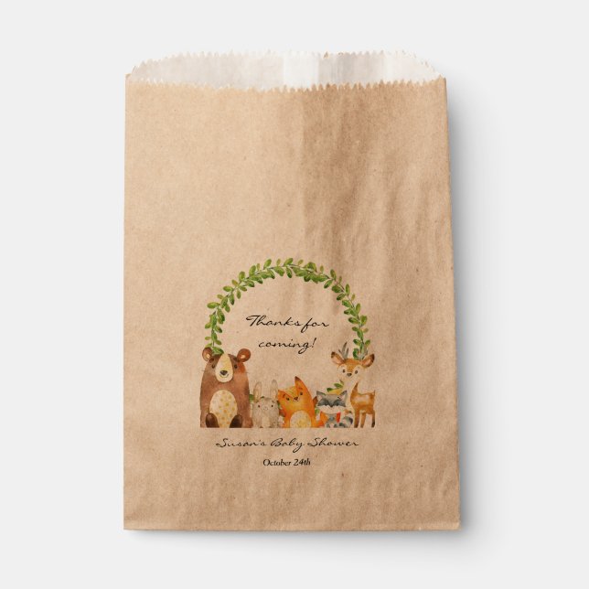 Papel Bolsa Favor de la Baby Shower para animales de Woo (Anverso)