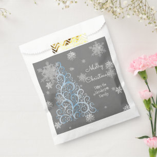 Papel Bolsa favorece el árbol azul de Navidad y copos de