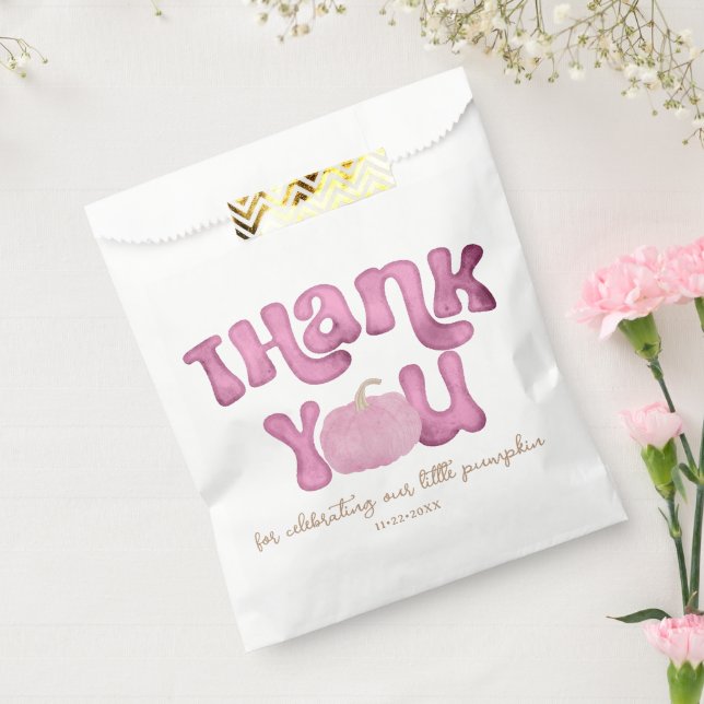 Papel Bolsa favorita Baby Shower de calabaza rosa (Sellado)