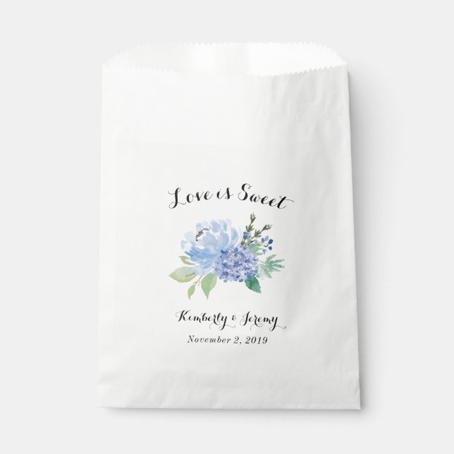 Papel Bolsa favorita de boda floral de Hydrangea azul (Anverso)