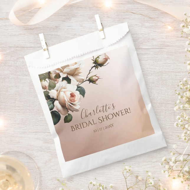 Papel Bolsa favorita de ducha marrón de Rosa de té (Cortado)