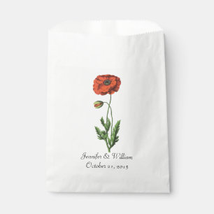 Papel Bolsa favorita de la amapola roja vintage