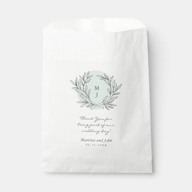 Papel Bolsa favorita de la boda de la guirnalda de monog (Anverso)