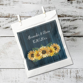 Papel Bolsa favorita de la boda del girasol azul rústico