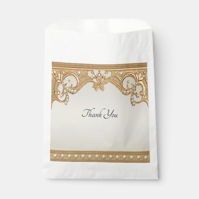 Papel Bolsa favorita de perlas blancas ornadas de oro (Anverso)