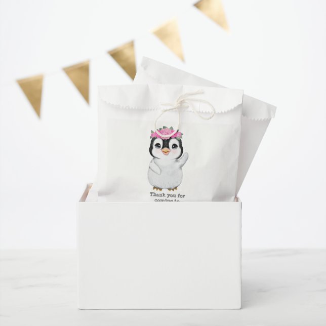 Papel Bolsa favorita de pingüino rosado, bolsa de regalo (Fiesta)