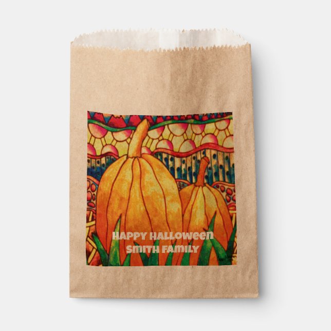 Papel Bolsa feliz de la calabaza de Halloween (Anverso)