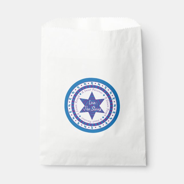 Papel Bolsa Goodie Favor "Pesach Star" de la Pascua (Anverso)