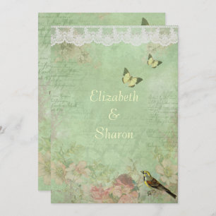 Papel bonito, viejo, invitación a la boda