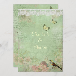 Papel bonito, viejo, invitación a la boda