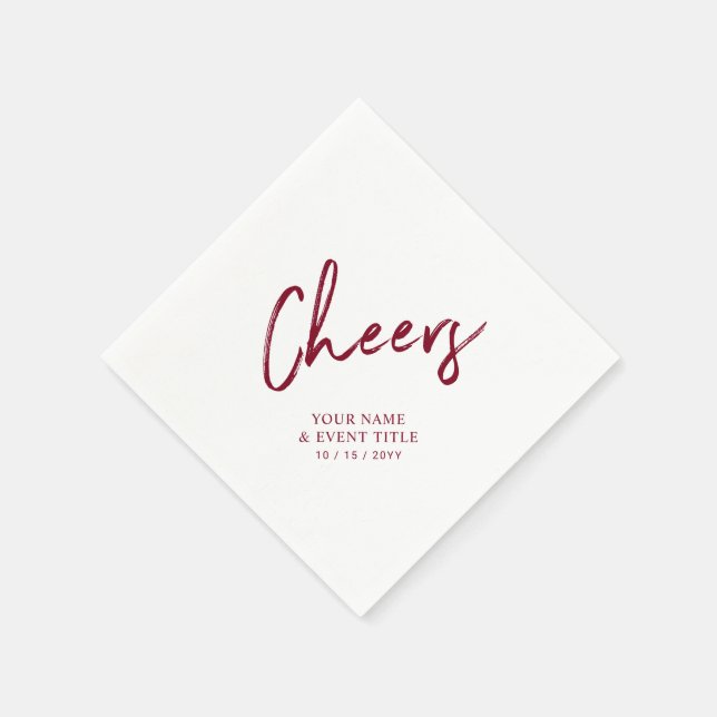 Papel Brindis | Letra de Pincel Rojo Servilleta de Fiest (Borde)