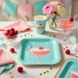 Papel Brindis por Plato de Fiesta de [Nombre] con Cóctel