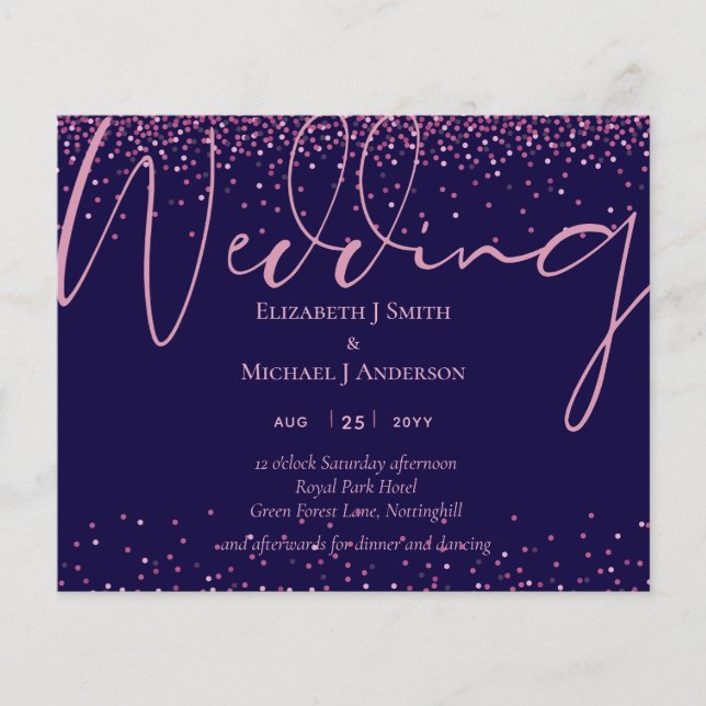 Papel BUDGET FLYER Boda Invitar a la marina rosego (Frente)