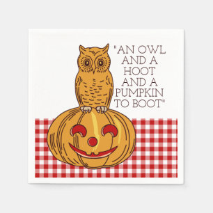 Papel Búho en la servilleta del patrón Gingham de la cal