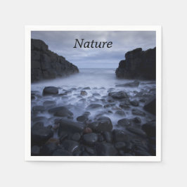 Papel Canas y rocas a lo largo de la servilleta costera 