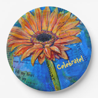 Papel Celebrar en el plato de Gerbera Joy Pintado