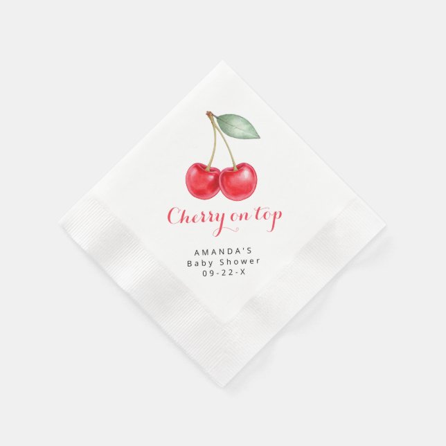 Papel Cherry en la principal servilleta de Baby Shower (Borde)