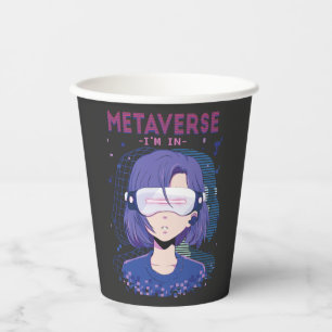 Papel Chica de anime gafas de realidad virtual Vasos de