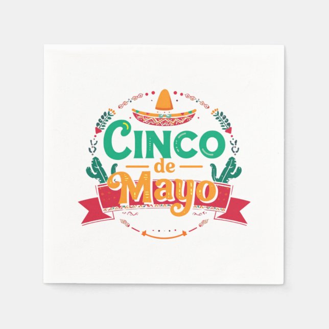 Papel Cinco de Mayo Fiesta Festiva Sombrero Servilleta d (Anverso)