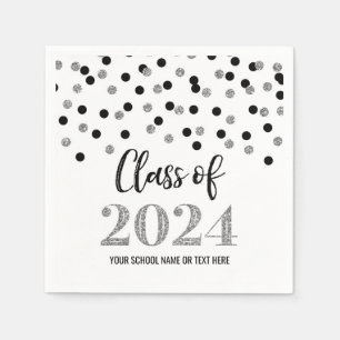 Papel Clase de Confetti Negro Plateado de las servilleta