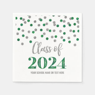 Papel Clase de Confetti Verde Plateado de las servilleta