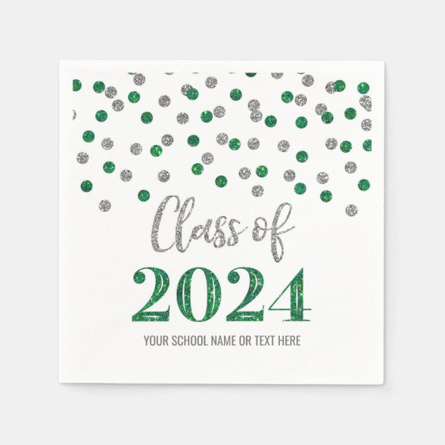 Papel Clase de Confetti Verde Plateado de las servilleta (Anverso)
