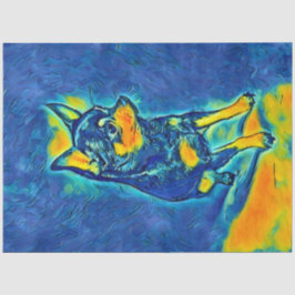 Papel colorido azul y amarillo Chihuahua Decoupage