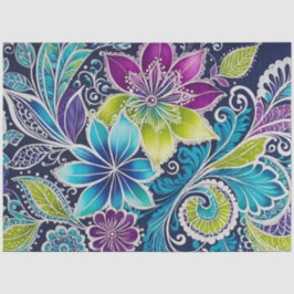 Papel colorido del arte de la batik floral