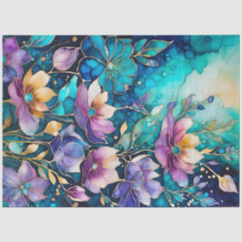 Papel colorido del tejido de la tinta floral