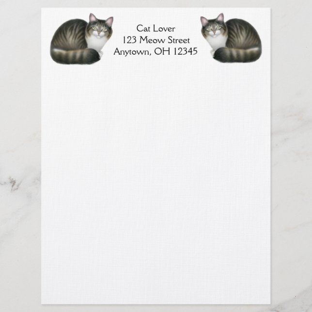 Papel con membrete amistoso de los gatos de Tabby (Anverso)