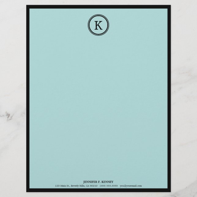 Papel con membrete azul y negro elegante del (Anverso)