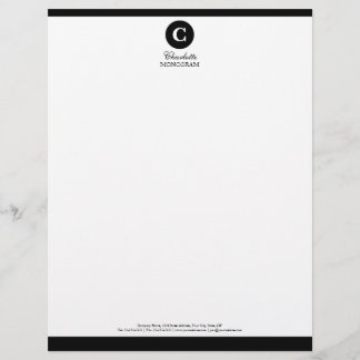 Papel con membrete blanco y negro simple del