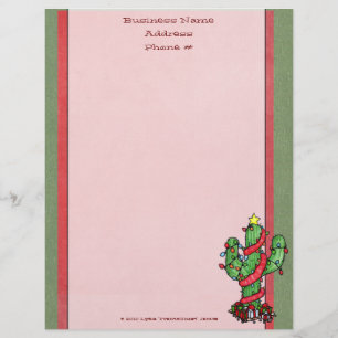 Papel con membrete de Cactus de Navidad