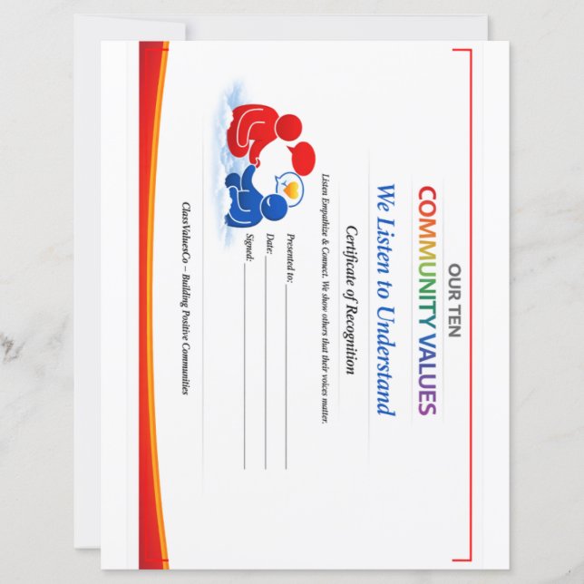 Papel con membrete de Carta de Certificado de Valo (Anverso)