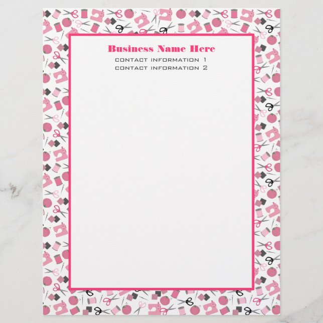 Papel con membrete de costura rosado (Anverso)