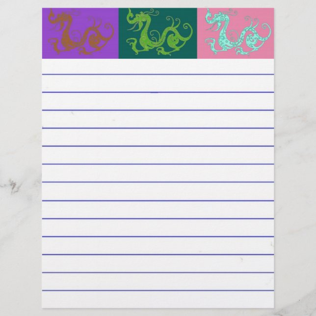 Papel con membrete de dragones (Anverso)