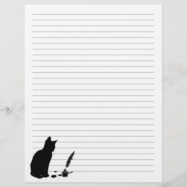 Papel con membrete de gatito curioso - Gatos y lib (Anverso)