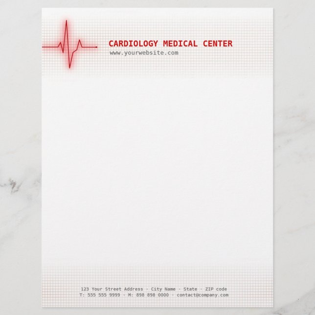 Papel con membrete de la cardiología de la señal (Anverso)